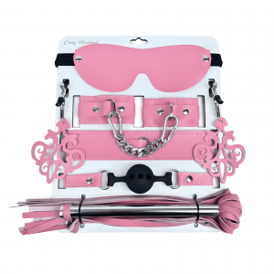 Набор премиум БДСМ девайсов "Crazy Handmade" кожа, розовый